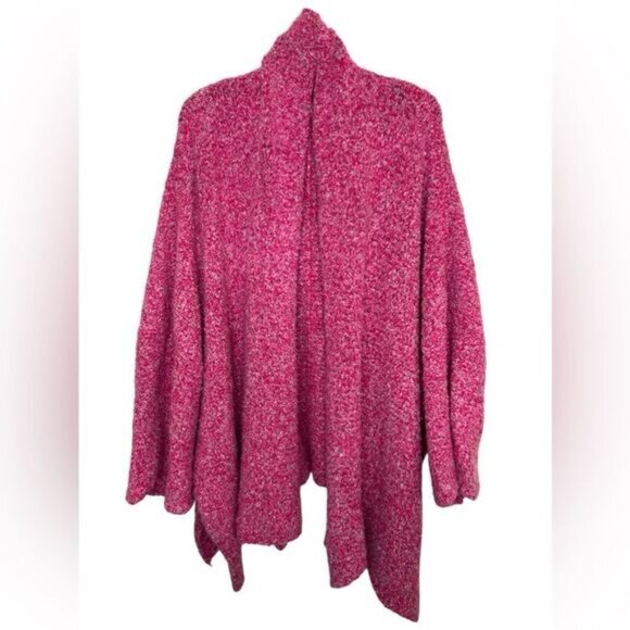 Free People Pink Prickly Pear Boho Oversized BFF Open Cardigan Large - Picture 2 of 14
